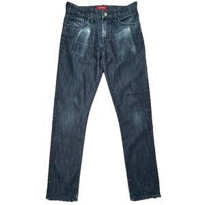 Guess Jeans Slim Straight Jeans Mens 29 30X31 Distressed Dark Wash Fade Rock EUC